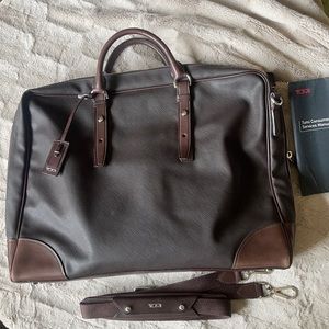 TUMI Dark Brown Large Leather Laptop Bag